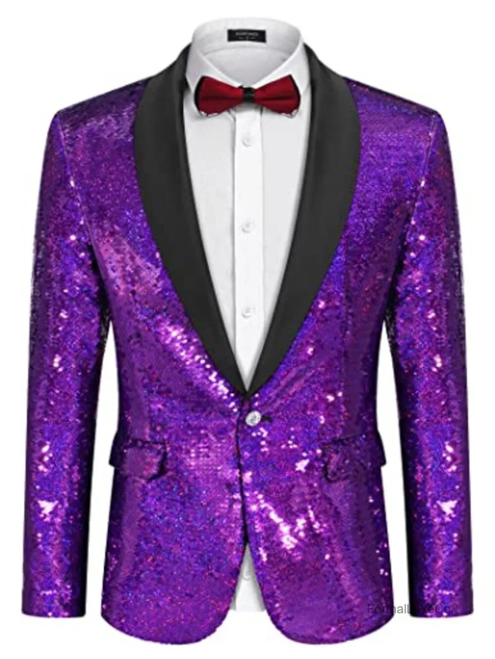 Men's Sequin Blazer Tuxedo Jacket One Button Shawl Collar Party Prom